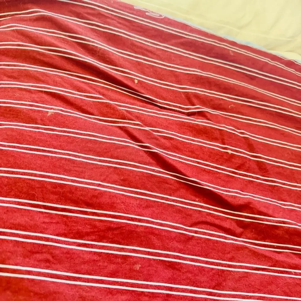 LACOSTE Burgundy Red Light Blue Stripe Comforter Throw Pillow Queen Bedding Set